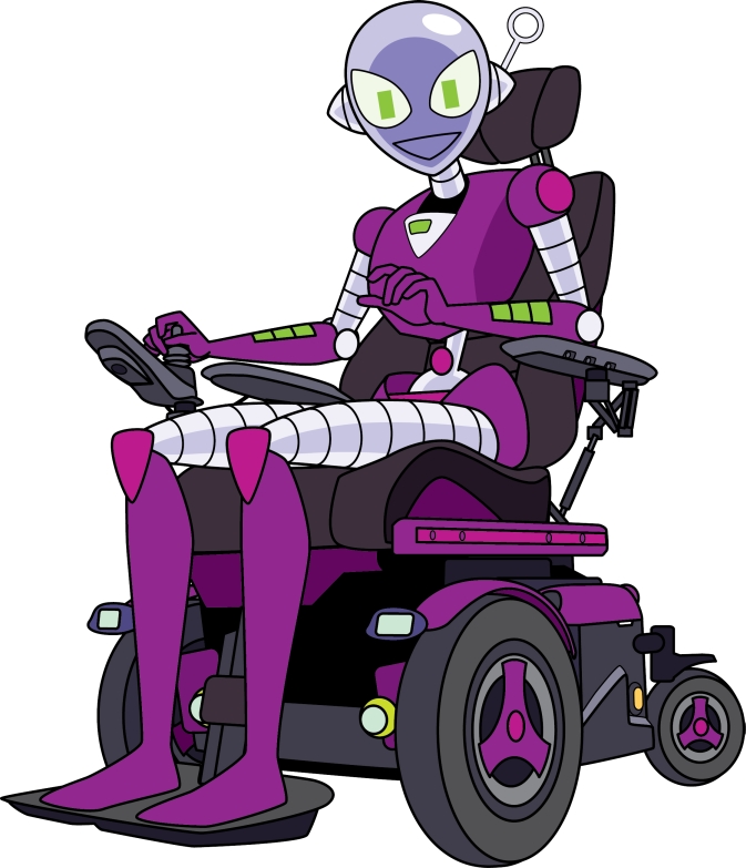 Connie in a power wheelchair