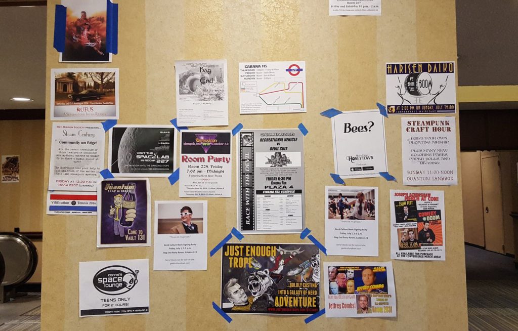 Photo of posters on the wall at CONvcergence 2016