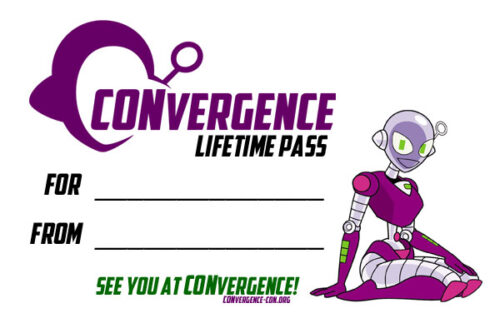 Printable gift sheet for Lifetime Pass featuring Connie and CONvergence logo
