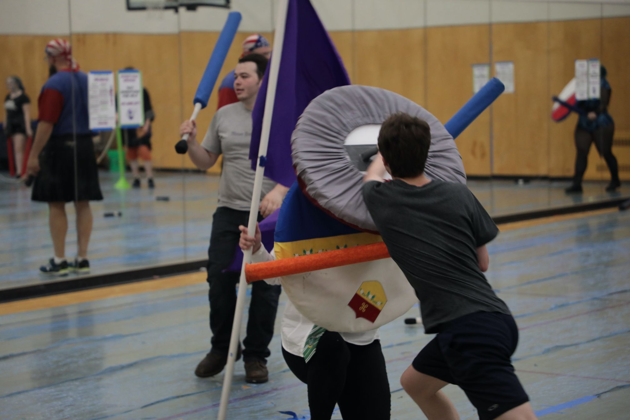 close up of boffers clashing shields