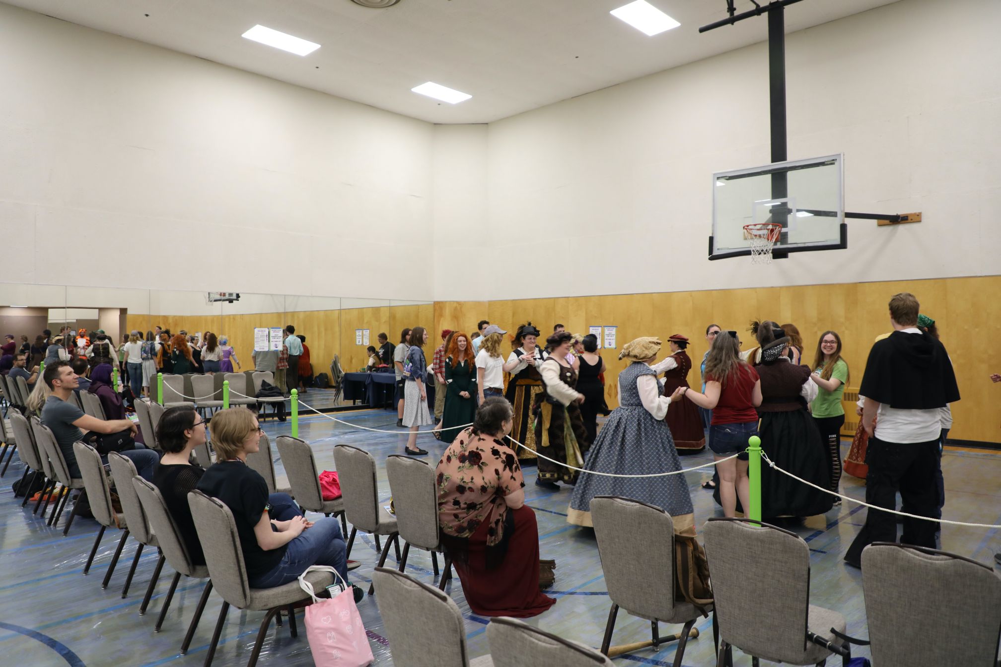 large group dancing with spectators