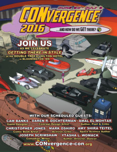 CONvergence 2016 postcard ad featuring the names of the guests