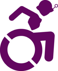 Accessibility Logo Stylized to look like Connie in a wheelchair