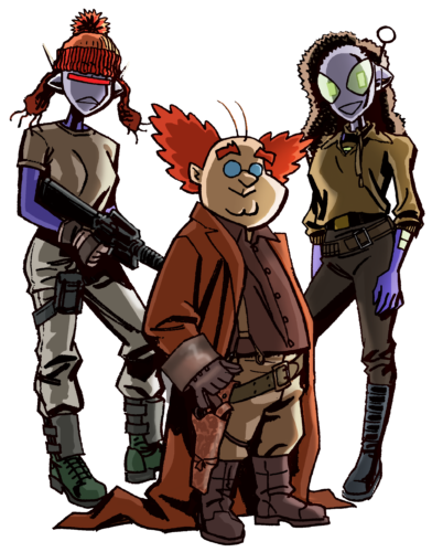 Connie Mark 2, Professor Max, and Connie as Firefly characters
