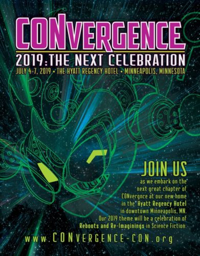 CONvergence 2019: The Next Celebration print ad featuring Connie's head in space