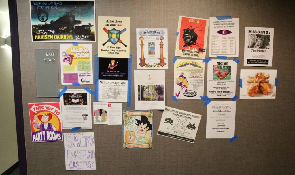Photo of posters on the wall in the Hyatt at CONvergence 2019