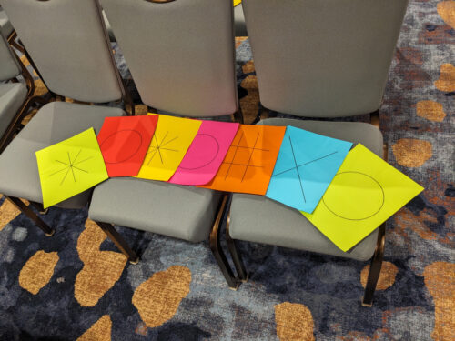 Colored cards with shapes in CONvergence panel room