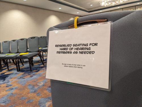 Reserved seating for Hard of Hearing in CONvergence panel room